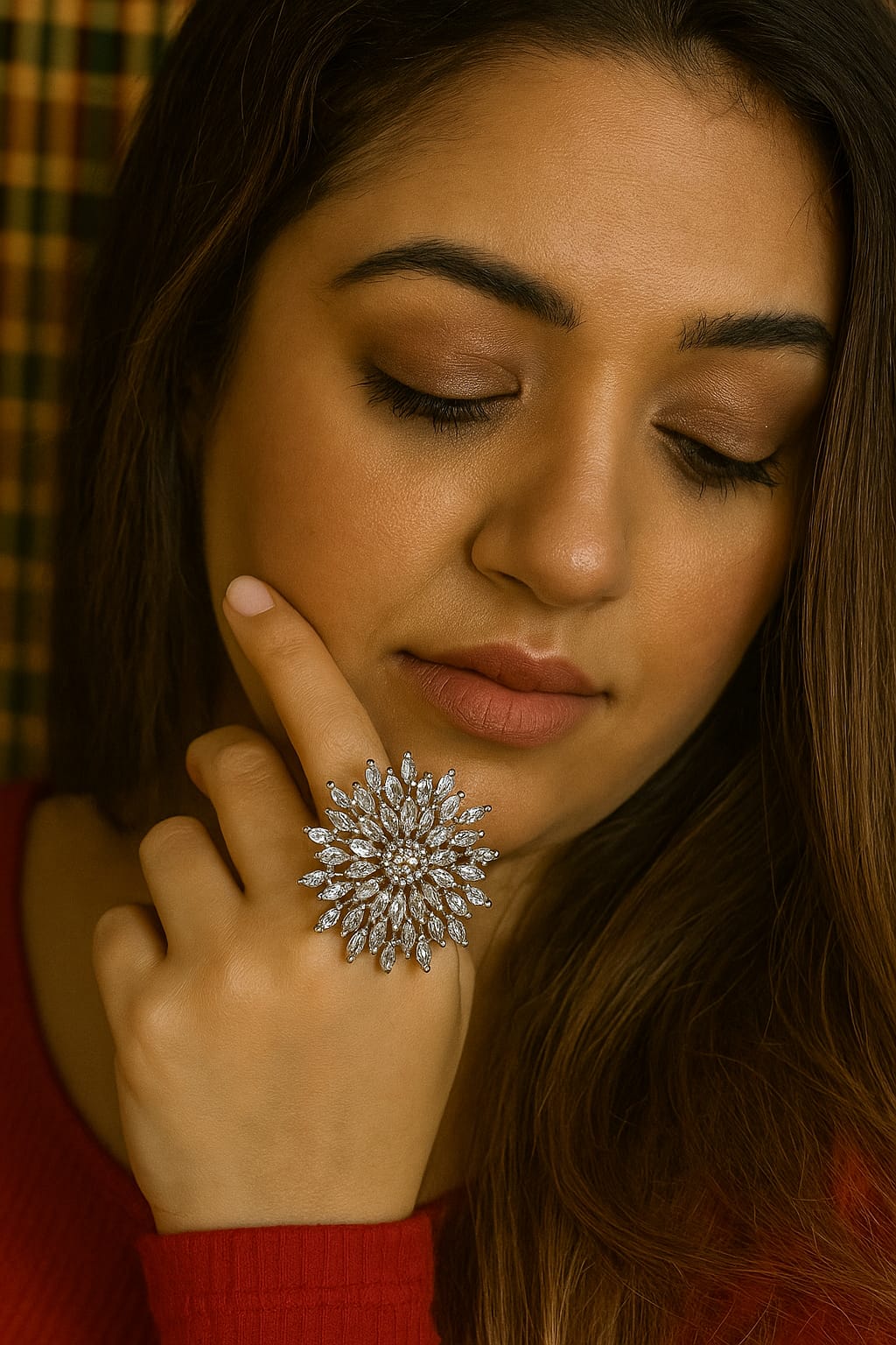 Silver Floral Burst Statement Ring - Image 3