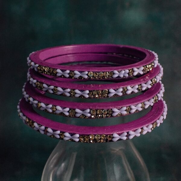 Purple Bloom Stone-Studded Bangles