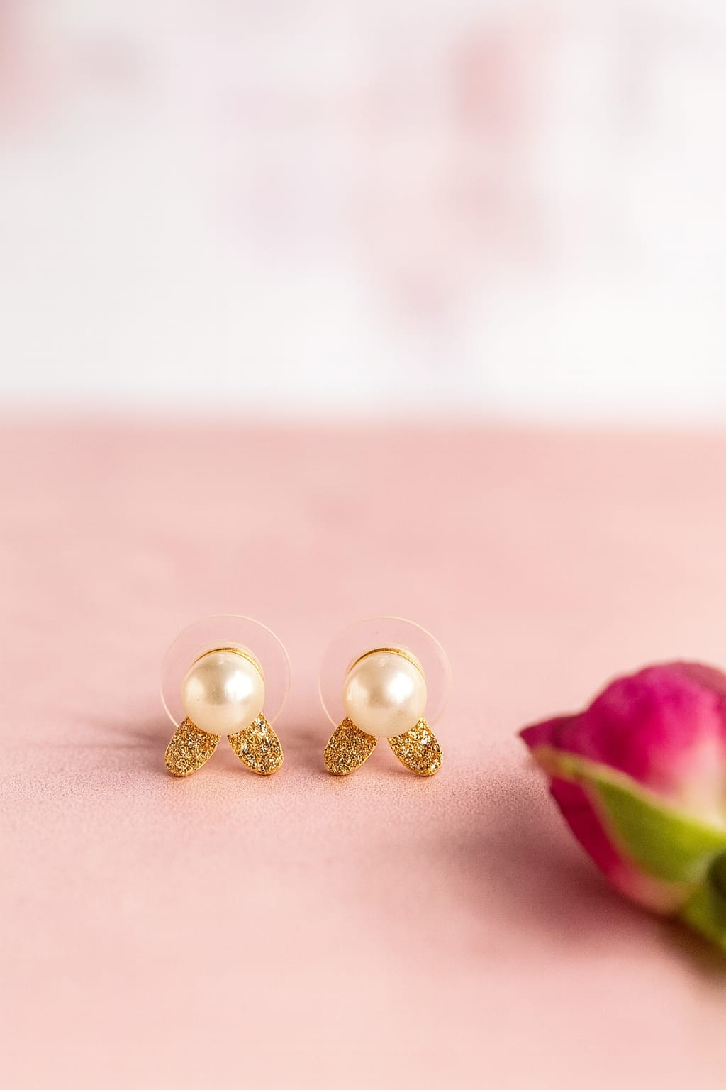 Golden Petal Pearl Studs