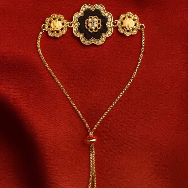 Gold-plated floral adjustable bracelet