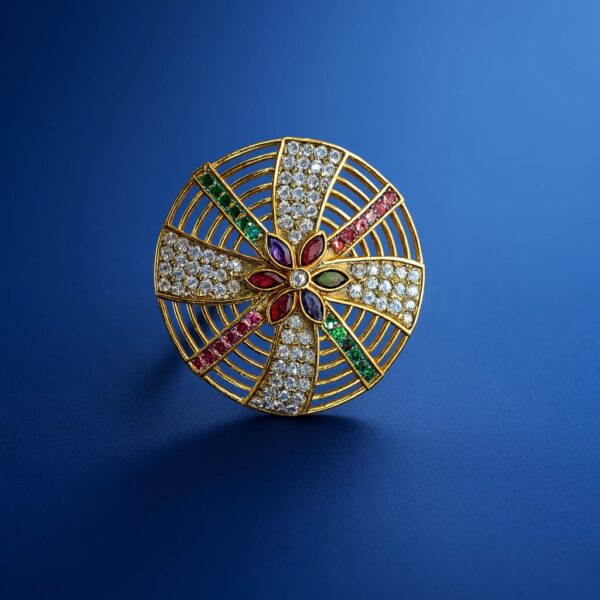 Multicolor stone studded statement finger ring