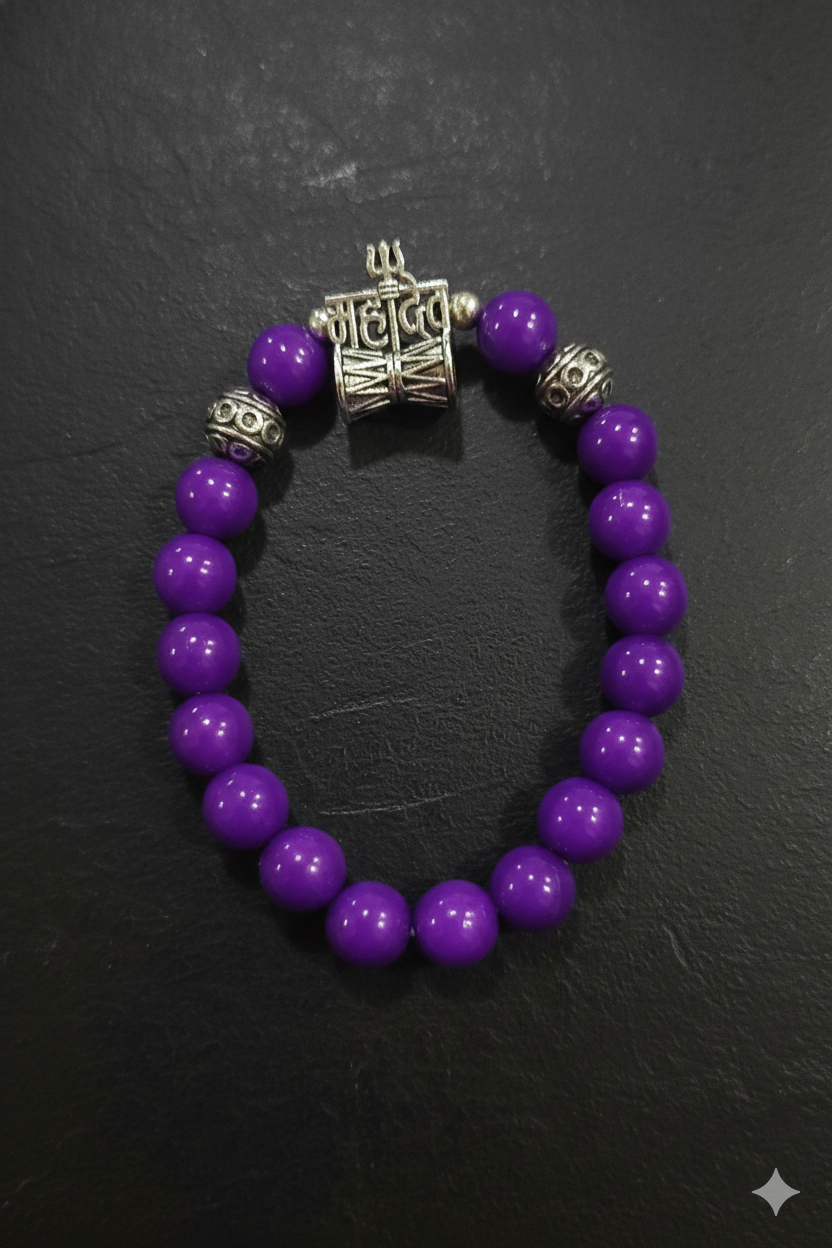 Mahadev Purple Beads Bracelet