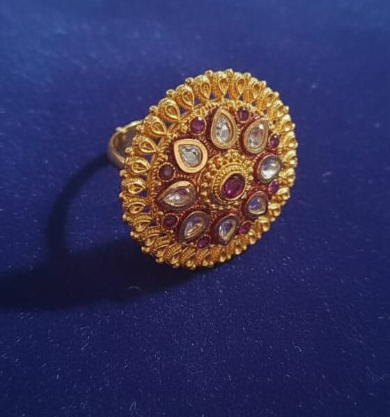 Polki/Kundan Style Gold Cocktail Ring