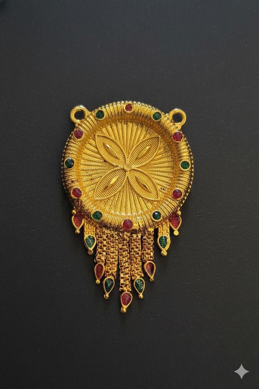 Enamel & Stone Gold Pendant