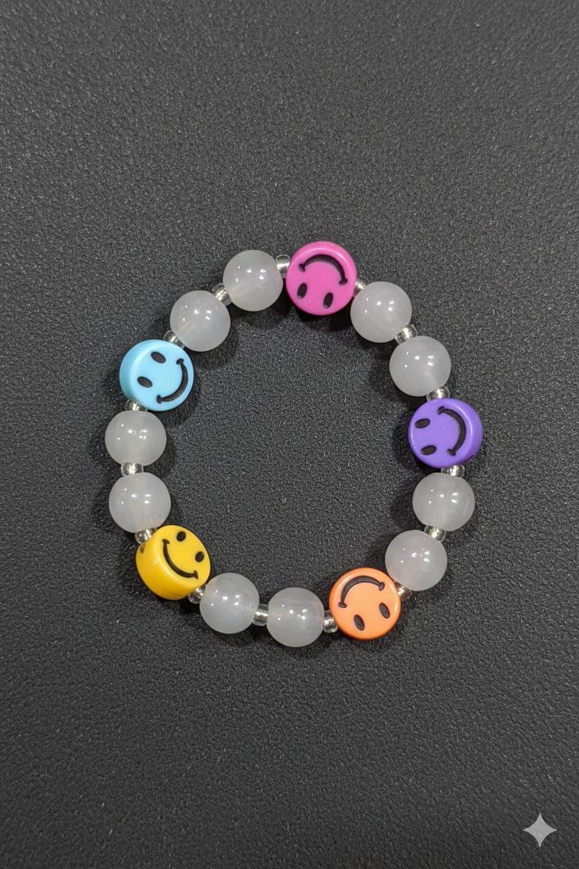 Rainbow Smiley Bead Bracelet