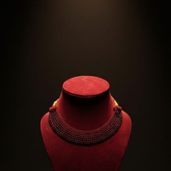 Deep Maroon Beaded Galoband Choker