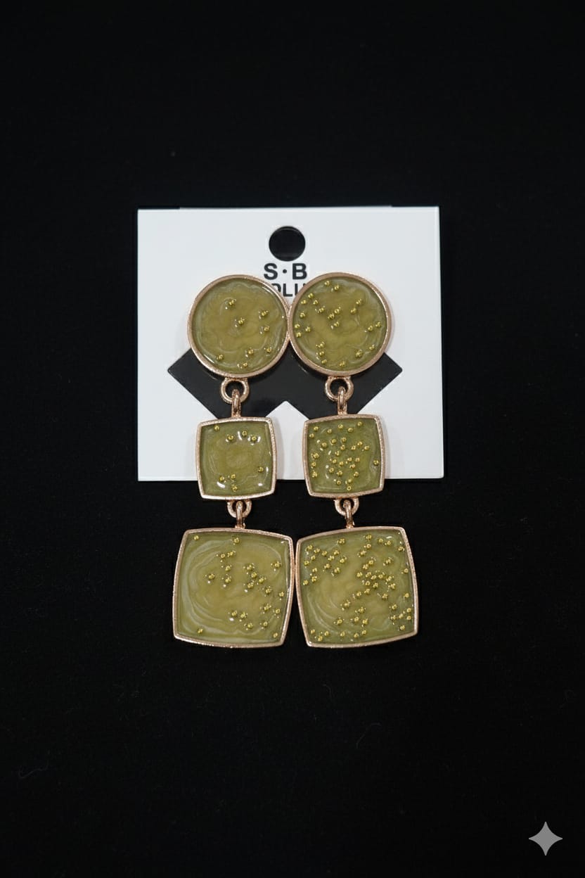 Geometric Tiered Drop Earrings.