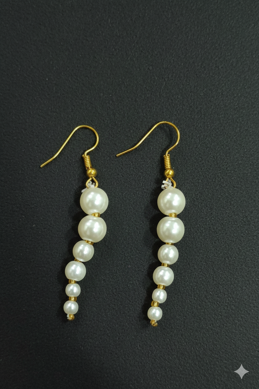Graduated Pearl Linear Drop Earrings