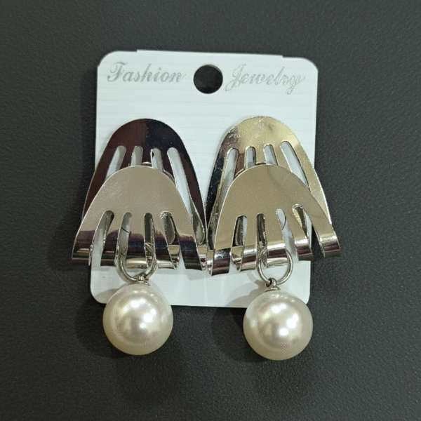 Art Deco Inspired Fan & Pearl Drop Earrings