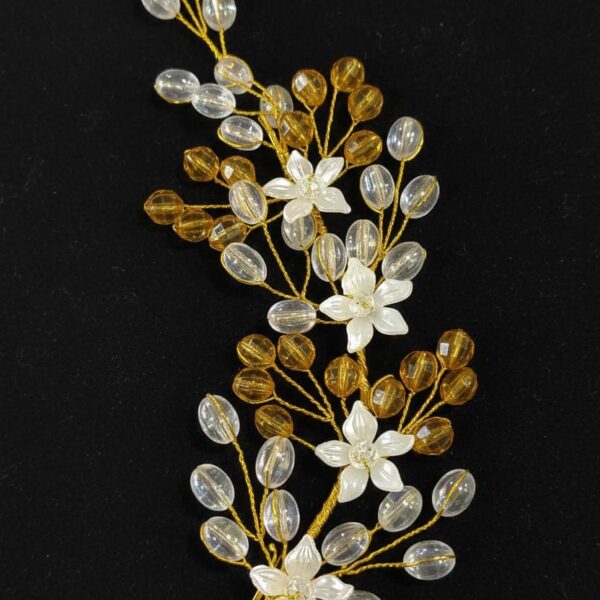 Golden Bloom Crystal Vine Hair Accessory