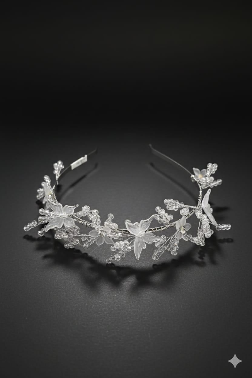 Frosted Floral Crystal Tiara
