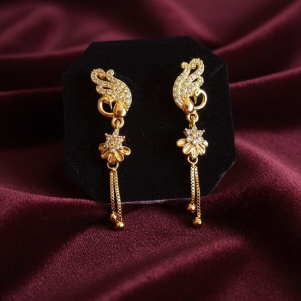 Golden Swan CZ Drop Earrings