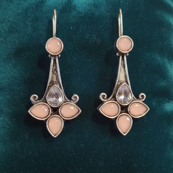 Blush Petal Silver Drop Earrings