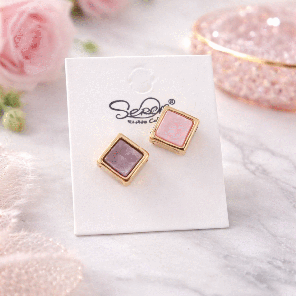 Blush Square Stud Earrings β¨