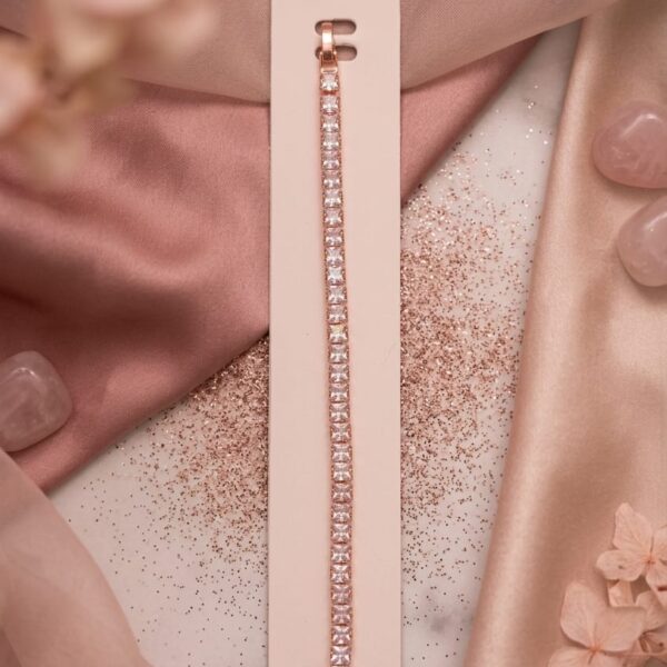 Rose Gold Princess-Cut Tennis Bracelet