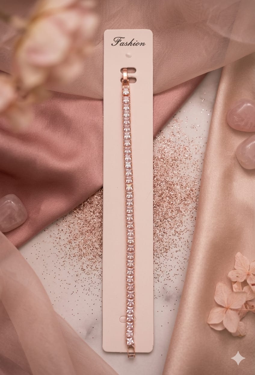 Rose Gold Princess-Cut Tennis Bracelet