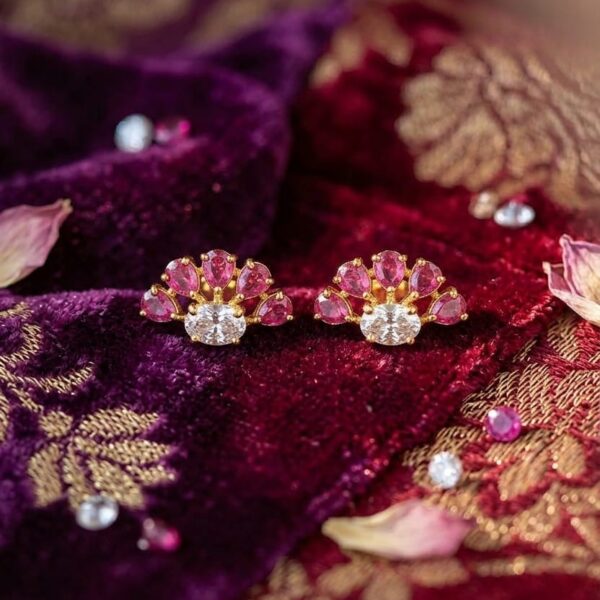 Ruby Bloom Crystal Stud Earrings