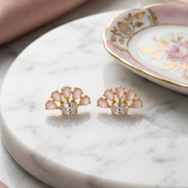 Blush Petal Crystal Stud Earrings
