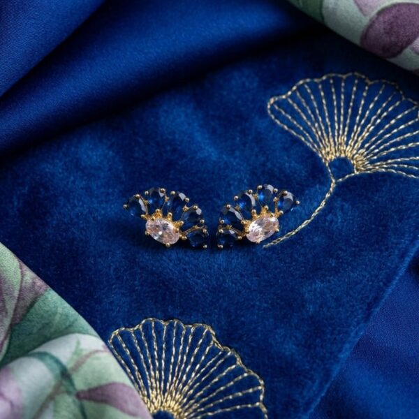 Sapphire Petal Crystal Stud Earrings