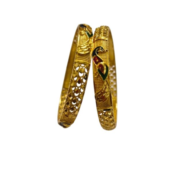 Gold Peacock Meenakari Bangles