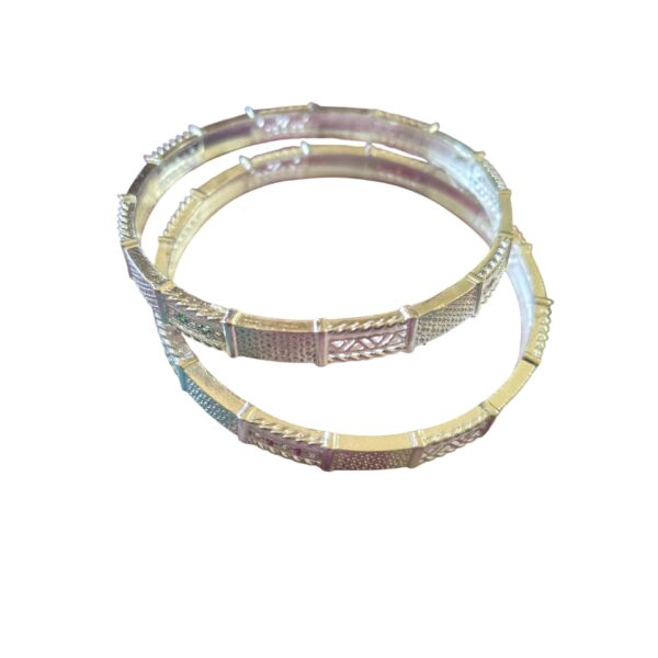 Geometric Multi-Textured Silver Bangles