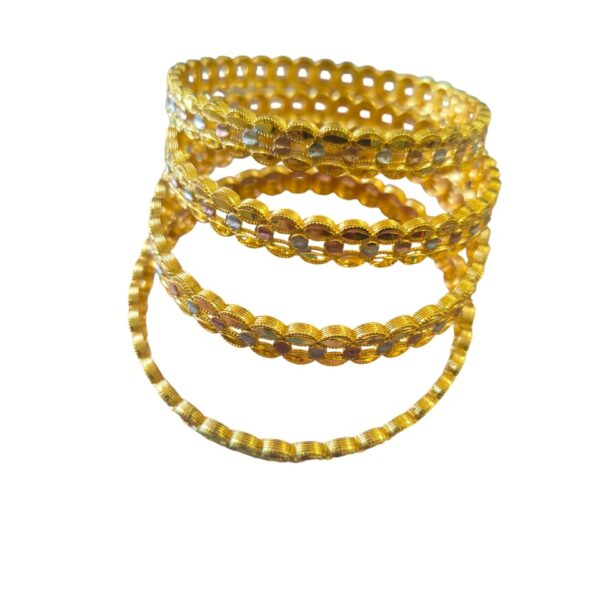 Tri-Tone Scalloped Gold Bangles