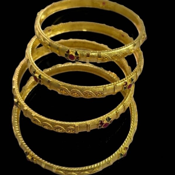 Sand-Finish Meenakari Floral Bangles