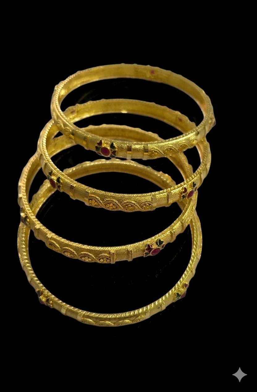 Sand-Finish Meenakari Floral Bangles