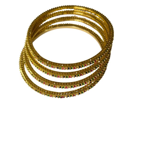 Multicolor Stone Studded Gold-Tone Bangles Set