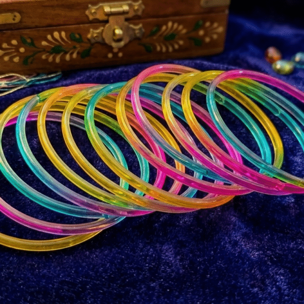 Multi-Color Translucent Glass Bangles Set