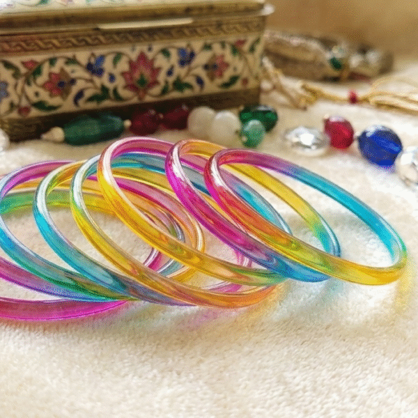 Multicolor Acrylic Glass-Look Bangle Set