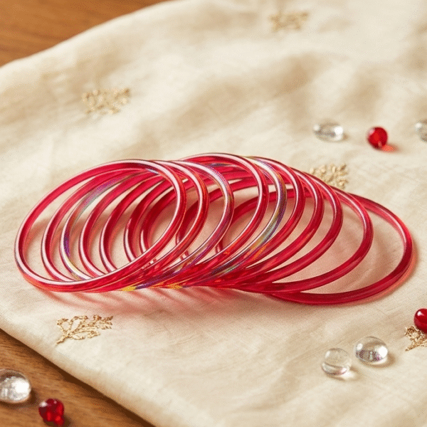 Ruby Glow Translucent Glass-Look Glass Churi / Bangle Set