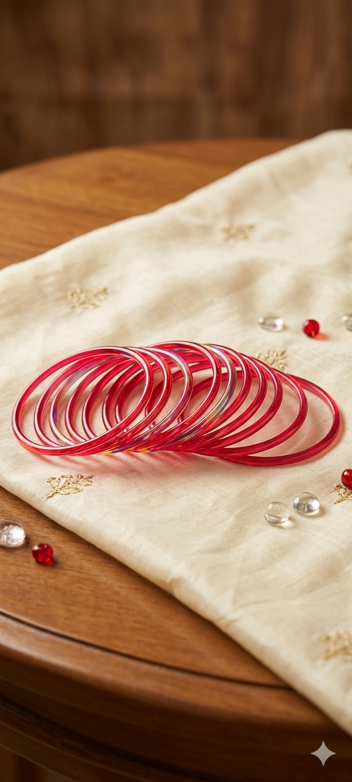 Ruby Glow Translucent Glass-Look Glass Churi / Bangle Set - Image 2