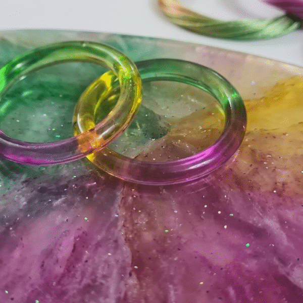 Aura Glow Translucent Multi-Color Ombre Resin Bangles (Set of 2)