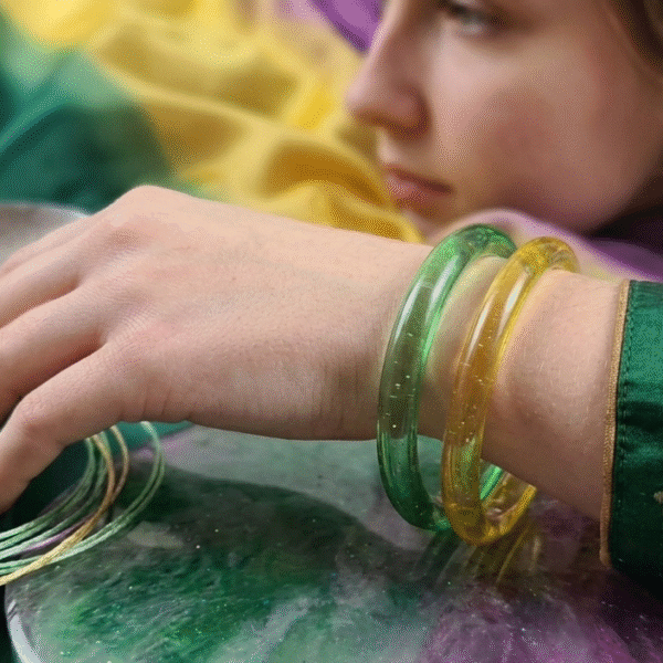 Aura Glow Translucent Multi-Color Ombre Resin Bangles (Set of 2)