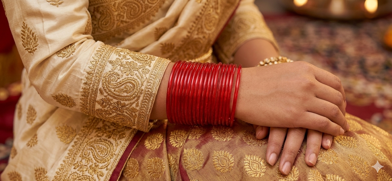 Ruby Glow Translucent Glass-Look Glass Churi / Bangle Set
