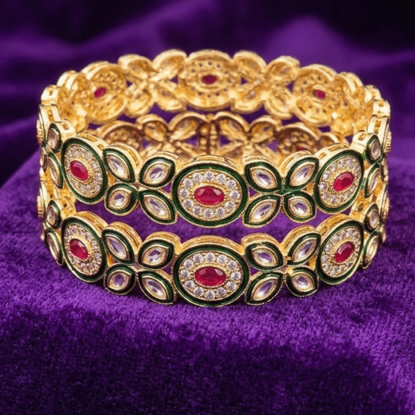 Emerald Royale Kundan Kada Set