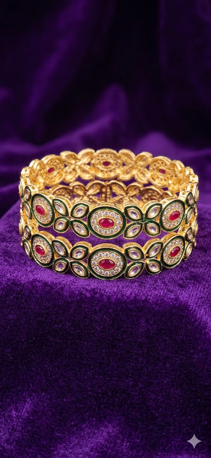 Emerald Royale Kundan Kada Set