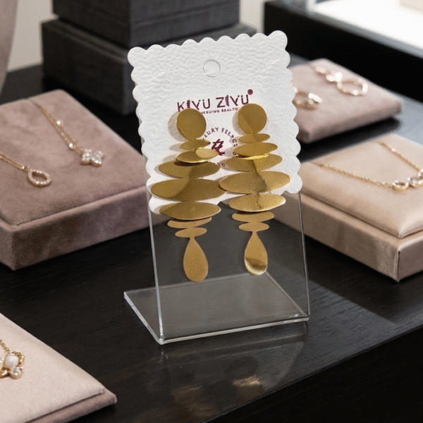 Contemporary Tiered Abstract Gold-Toned Drop Earrings