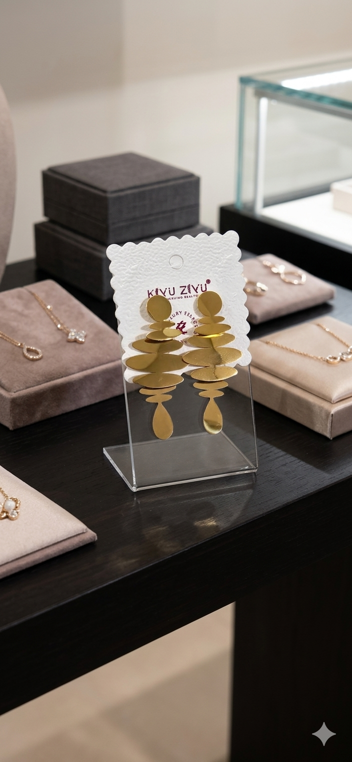 Contemporary Tiered Abstract Gold-Toned Drop Earrings