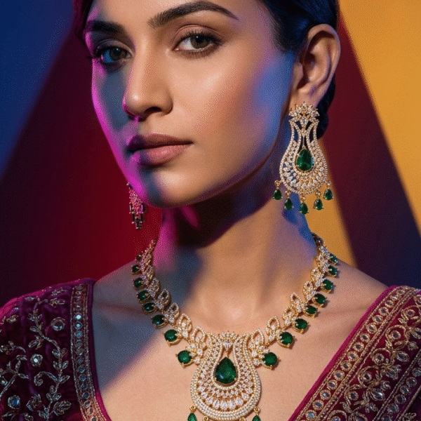 Majestic Emerald & CZ Royal Choker Set