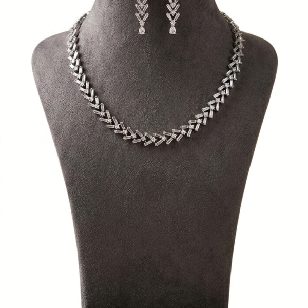 Contemporary Baguette Cut Stone Necklace Set