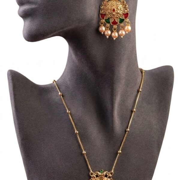 Traditional Meenakari & Pearl Pendant Set