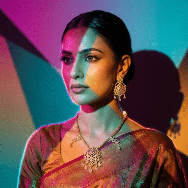 Elegant Gold-Plated Intricate Filigree Pendant Necklace Set with Matching Drop Earrings