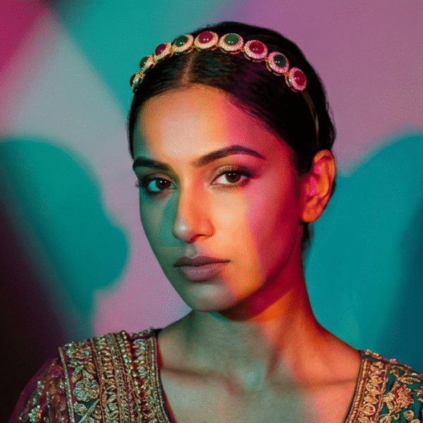 Royal Kemp Stone Gold-Plated Hairband / Sheeshpatti