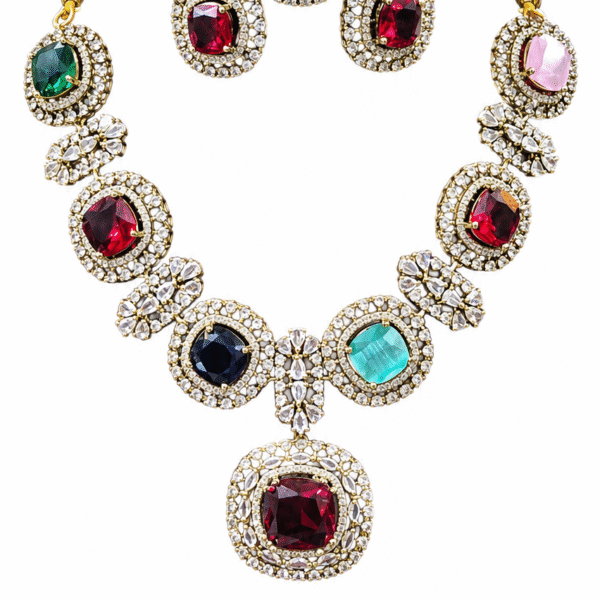 Royal Multicolor Navratna-Inspired Kundan Choker Necklace
