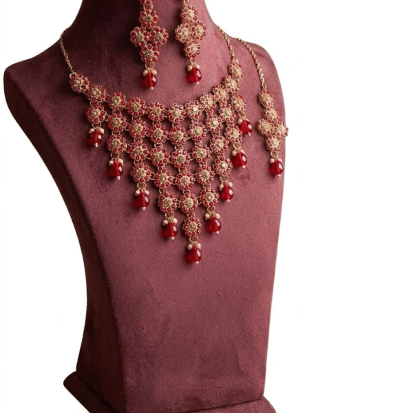 Royal Ruby-Red Meenakari Bridal Choker Set