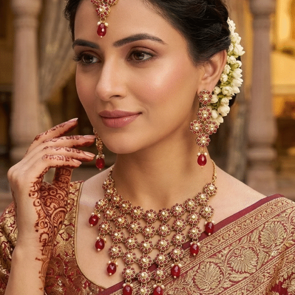 Royal Ruby-Red Meenakari Bridal Choker Set