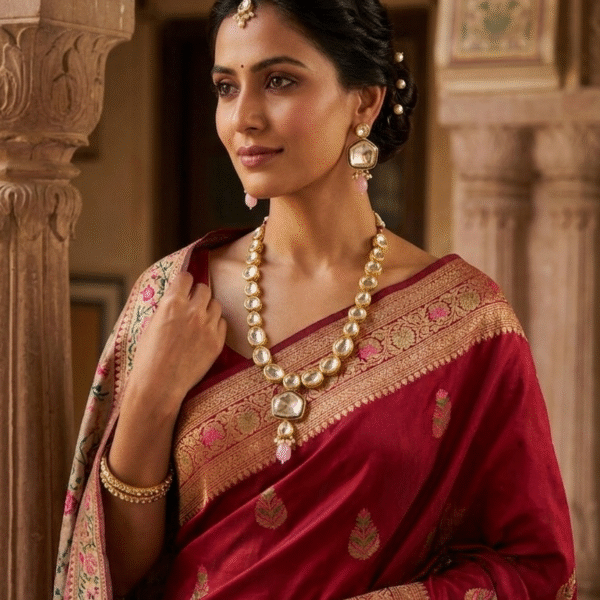 The “Gulnaz” Kundan & Rose Quartz Set
