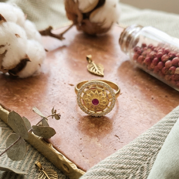 Ruby Mandala Bloom Ring